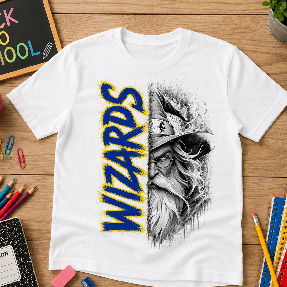 Wizard blue and gray t-shirt adult