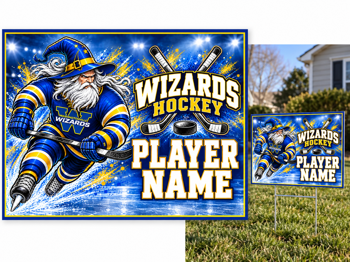 Wizard Hockey yard sign