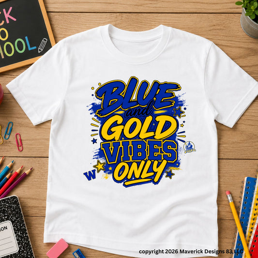 Blue gold vibes only T-shirt adult