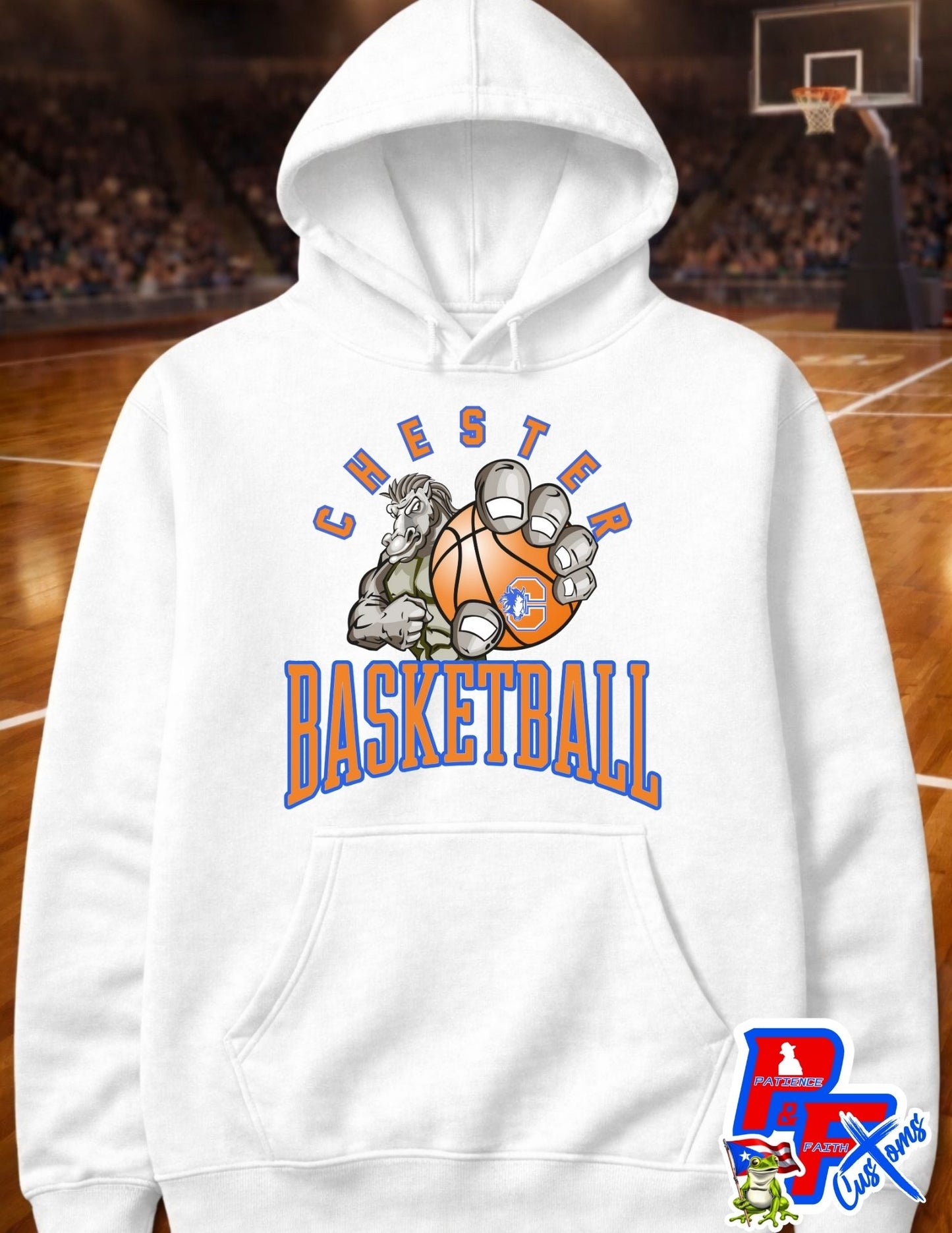 Chester Basketball Over Logo Hoodie youth