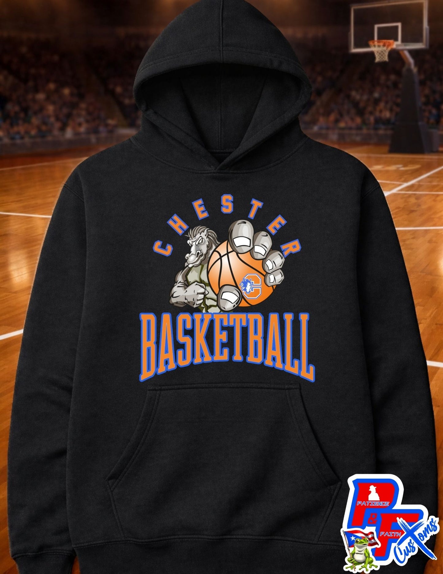 Chester Basketball Over Logo Hoodie youth
