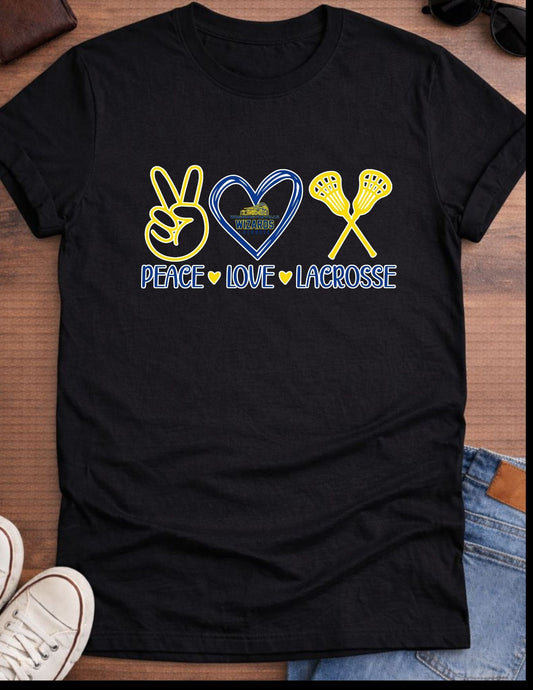 Peace Love Lacrosse T-shirt Adult