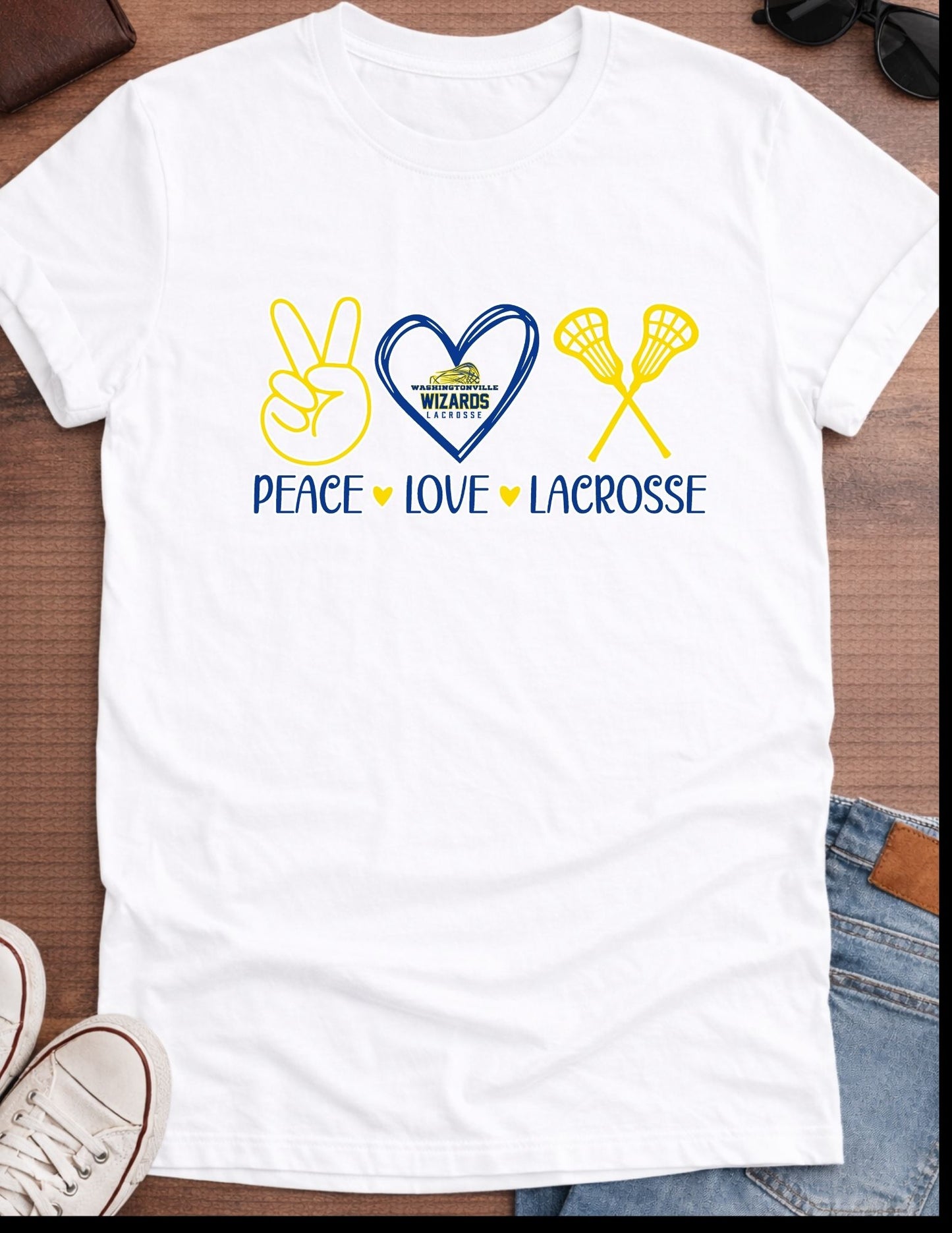 Peace Love Lacrosse T-shirt Adult