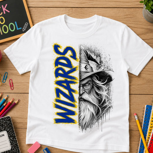 Wizard blue and gray t-shirt adult