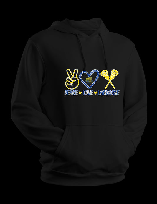 Peace Love Lacrosse adult hoodie